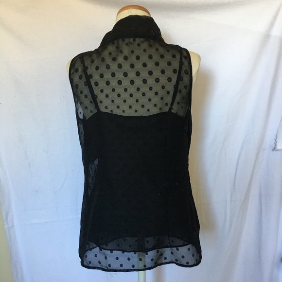 Banana Republic Sleeveless Black Polka Dot Top 10 - Picture 2 of 11